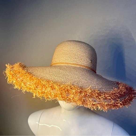 HELEN KAMINSKI BIA FRINGED WIDE BRIM RAFFIA HAT NEW - Picture 14 of 16